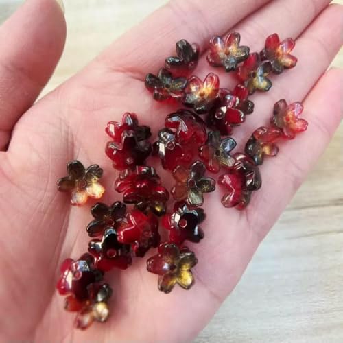 30 Stück 10 mm bunte kleine Lampwork-Perlen, Blumen-Kristallglasperlen für die Herstellung von Ohrringen, Schmuck, DIY-Bastelzubehör, 13–10 mm (30 Stück) von TBSKUY