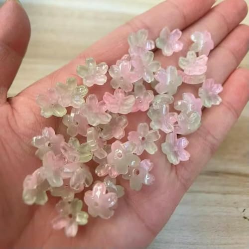 30 Stück 10 mm bunte kleine Lampwork-Perlen, Blumen-Kristallglasperlen für die Herstellung von Ohrringen, Schmuck, DIY-Bastelzubehör, 14–10 mm (30 Stück) von TBSKUY