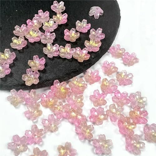 30 Stück 10 mm bunte kleine Lampwork-Perlen, Blumen-Kristallglasperlen für die Herstellung von Ohrringen, Schmuck, DIY-Bastelzubehör, 6–10 mm (30 Stück) von TBSKUY