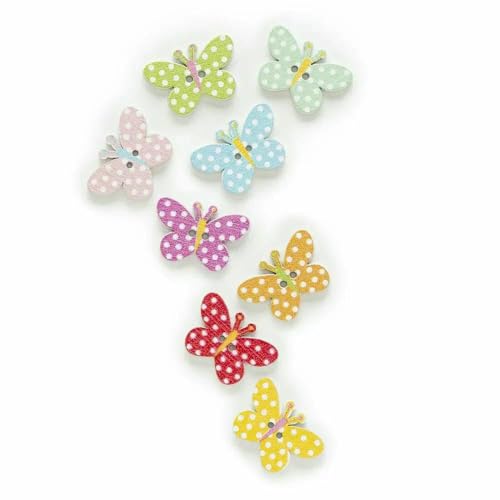 30 Stück 2 Löcher, gemischt, viele Stile optional, Schmetterlings-Holzknöpfe, Dekoration, Kleidung, Heimnähen, Scrapbooking, Kartenherstellung, DIY-C, 25 x 1 von TBSKUY