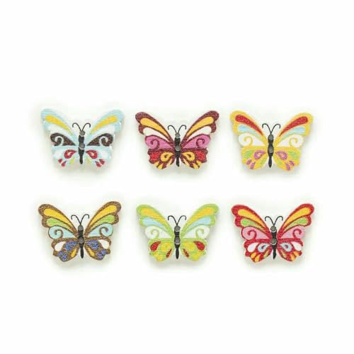 30 Stück 2 Löcher, gemischt, viele Stile optional, Schmetterlings-Holzknöpfe, Dekoration, Kleidung, Heimnähen, Scrapbooking, Kartenherstellung, DIY-F, 25 x 1 von TBSKUY