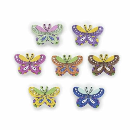30 Stück 2 Löcher, gemischt, viele Stile optional, Schmetterlings-Holzknöpfe, Dekoration, Kleidung, Heimnähen, Scrapbooking, Kartenherstellung, DIY-G, 25 x 1 von TBSKUY