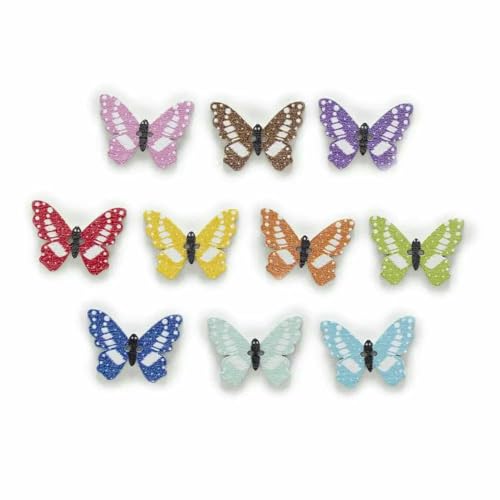 30 Stück 2 Löcher, gemischt, viele Stile optional, Schmetterlings-Holzknöpfe, Dekoration, Kleidung, Heimnähen, Scrapbooking, Kartenherstellung, DIY-H, 25 x 1 von TBSKUY