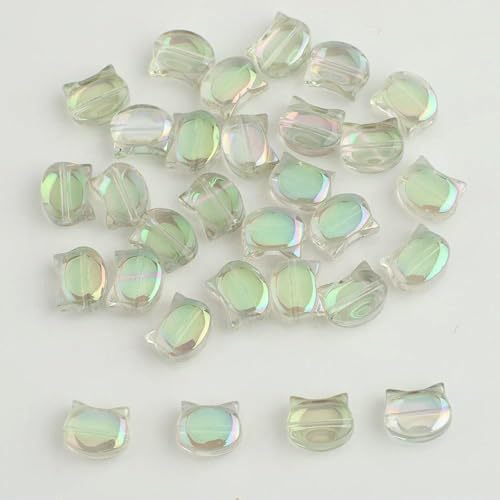 30 Stück 8x10MM Regenbogen Bunte Katzenkopf Lampwork Kristall Glas Tschechische Perlen Lose Basteln Charms Für Ohrringe DIY Schmuckherstellung-94 CTLv von TBSKUY
