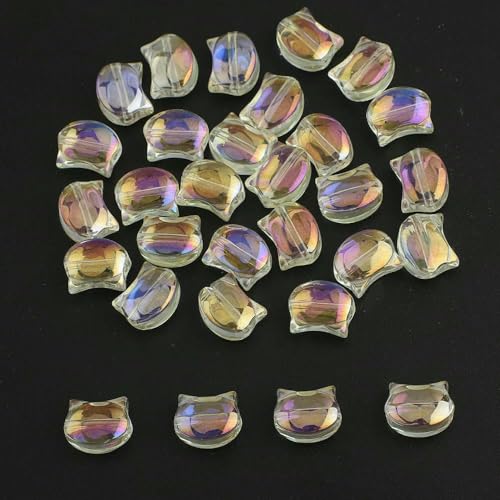 30 Stück 8x10MM Regenbogen Bunte Katzenkopf Lampwork Kristallglas Tschechische Perlen Lose Basteln Charms Für Ohrringe DIY Schmuckherstellung-109 SJH von TBSKUY