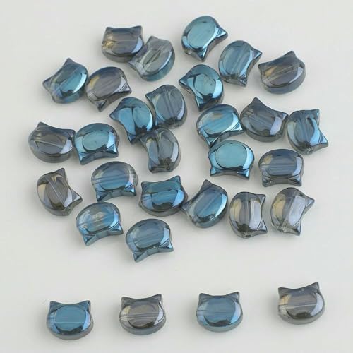 30 Stück 8x10MM Regenbogen Bunte Katzenkopf Lampwork Kristallglas Tschechische Perlen Lose Basteln Charms Für Ohrringe DIY Schmuckherstellung-112 DMLan von TBSKUY