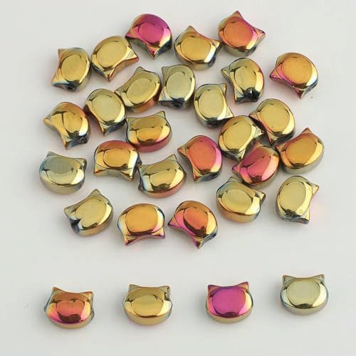 30 Stück 8x10MM Regenbogen Bunte Katzenkopf Lampwork Kristallglas Tschechische Perlen Lose Basteln Charms Für Ohrringe DIY Schmuckherstellung-120 XLZ von TBSKUY