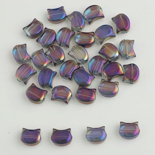 30 Stück 8x10MM Regenbogen Bunte Katzenkopf Lampwork Kristallglas Tschechische Perlen Lose Basteln Charms Für Ohrringe DIY Schmuckherstellung-128 TMZi von TBSKUY