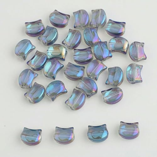 30 Stück 8x10MM Regenbogen Bunte Katzenkopf Lampwork Kristallglas Tschechische Perlen Lose Basteln Charms Für Ohrringe DIY Schmuckherstellung-129 TMLan von TBSKUY