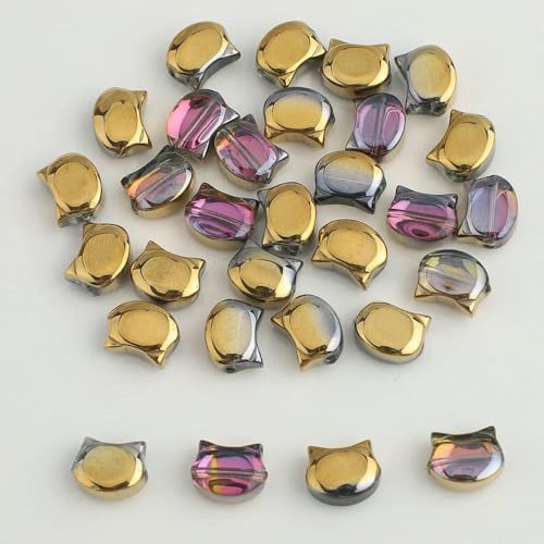 30 Stück 8x10MM Regenbogen Bunte Katzenkopf Lampwork Kristallglas Tschechische Perlen Lose Basteln Charms Für Ohrringe DIY Schmuckherstellung-136 BJNWC von TBSKUY