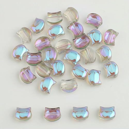30 Stück 8x10MM Regenbogen Bunte Katzenkopf Lampwork Kristallglas Tschechische Perlen Lose Basteln Charms Für Ohrringe DIY Schmuckherstellung-95 MYZ von TBSKUY