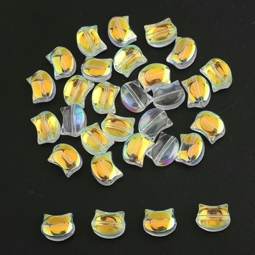 30 Stück 8x10MM Regenbogen Bunte Katzenkopf Lampwork Kristallglas Tschechische Perlen Lose Basteln Charms Für Ohrringe DIY Schmuckherstellung-CHAB von TBSKUY