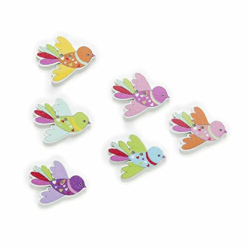 30 Stück Cartoon-Varieté-Vogel-Opt-Holzknöpfe zum Nähen, Scrapbooking, Kleidung, Kopfbedeckungen, handgefertigt, Basteln, Heimdekoration, Zubehör, DIY-E, 35 von TBSKUY