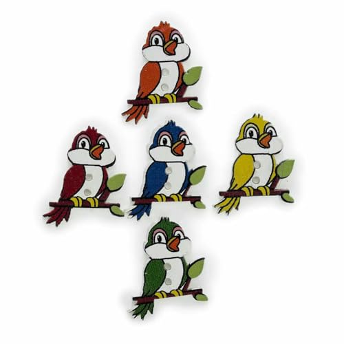 30 Stück Cartoon-Varieté-Vogel-Opt-Holzknöpfe zum Nähen, Scrapbooking, Kleidung, Kopfbedeckungen, handgefertigtes Kunsthandwerk, Heimdekor, Zubehör, DIY-F, 2 von TBSKUY
