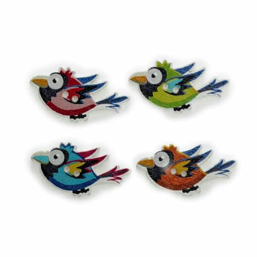 30 Stück Cartoon-Varieté-Vogel-Opt-Holzknöpfe zum Nähen, Scrapbooking, Kleidung, Kopfbedeckungen, handgefertigtes Kunsthandwerk, Heimdekor, Zubehör, DIY-G, 2 von TBSKUY