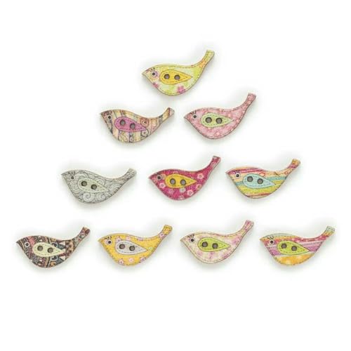 30 Stück Cartoon-Varieté-Vogel-Opt-Holzknöpfe zum Nähen, Scrapbooking, Kleidung, Kopfbedeckungen, handgefertigtes Kunsthandwerk, Heimdekor-Zubehör, DIY-C, 27 von TBSKUY
