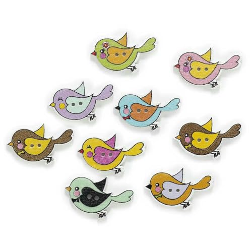 30 Stück Cartoon-Varieté-Vogel-Opt-Holzknöpfe zum Nähen, Scrapbooking, Kleidung, Kopfbedeckungen, handgefertigtes Kunsthandwerk, Heimdekoration, Zubehör, DIY von TBSKUY