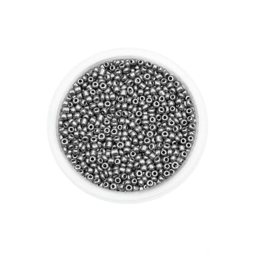 300/600 Stück 3/4,0 mm Charm-Glasperlen, tschechische Rocailles-Perlen, kleine runde lose Perlen für die Herstellung von DIY-Schmuck und Ohrringen, Silber, 3,0 mm x 600 Stück von TBSKUY