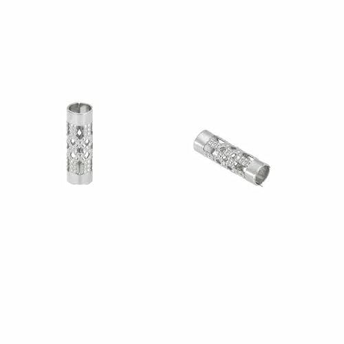 300 Stück, 3 Größen, lange Röhrenperlen, lose Metallperlen, Edelstahl-Stiftperlen, 10/15/25 mm, Abstandshalter, Stangensäulenperlen, Nudel-100 Stück von TBSKUY