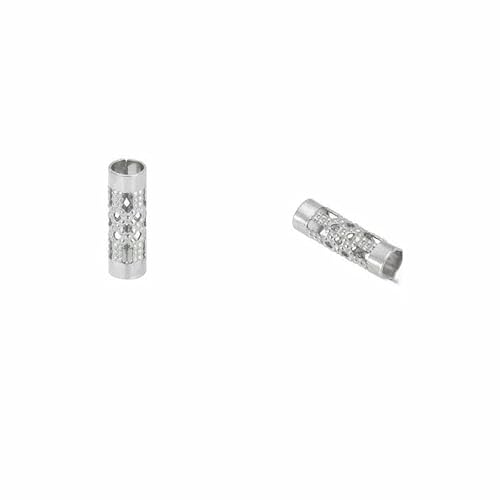 300 Stück, 3 Größen, lange Röhrenperlen, lose Metallperlen, Edelstahl-Stiftperlen, 10/15/25 mm, Abstandshalter, Stangensäulenperlen, Nudel-100 Stück von TBSKUY