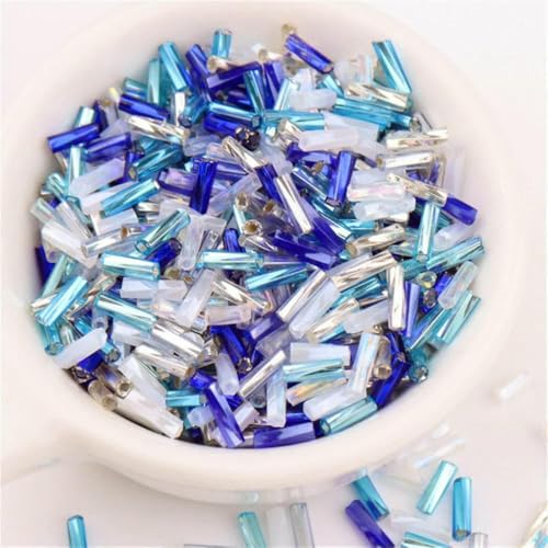300 Stück 11/0 Röhrenperlen 2 x 6 mm, gedrehte Glasperlen, spiralförmige Rocailles-Perlen für DIY-Armbänder, Schmuck, Kleiderherstellung, Kleidungsstücke, Zubehör, Mix Blues5 – von TBSKUY