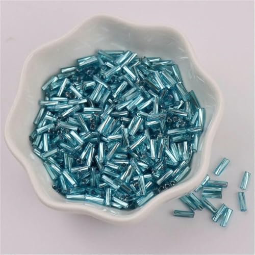 300 Stück 11/0 Röhrenperlen 2 x 6 mm, gedrehte Glasperlen, spiralförmige Rocailles-Perlen für DIY-Armbänder, Schmuck, Kleiderherstellung, Kleidungsstücke, Zubehör, himmelblau 25 von TBSKUY