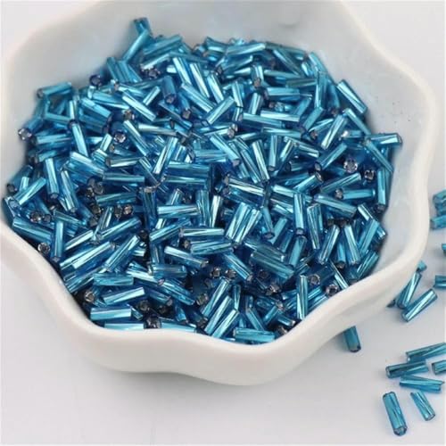 300 Stück 11/0 Röhrenperlen 2 x 6 mm, gedrehte Glasperlen, spiralförmige Rocailles-Perlen für DIY-Armbänder, Schmuck, Kleiderherstellung, Kleidungsstücke, Zubehör – Denimblau 2 von TBSKUY