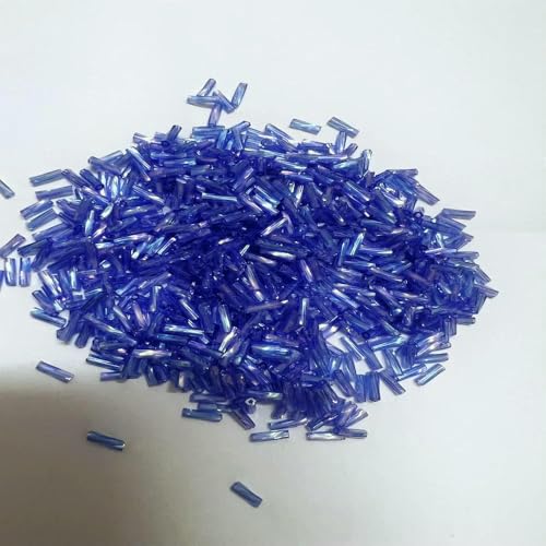 300 Stück 11/0 Röhrenperlen 2 x 6 mm, gedrehte Glasperlen, spiralförmige Rocailles-Perlen für DIY-Armbänder, Schmuck, Kleiderherstellung, Kleidungsstücke, Zubehör – Dunkelblau von TBSKUY
