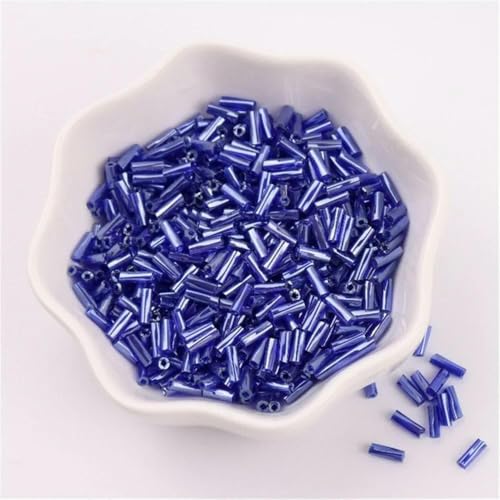 300 Stück 11/0 Röhrenperlen 2 x 6 mm, gedrehte Glasperlen, spiralförmige Rocailles-Perlen für DIY-Armbänder, Schmuck, Kleiderherstellung, Kleidungsstücke, Zubehör – Oling Blue2 von TBSKUY