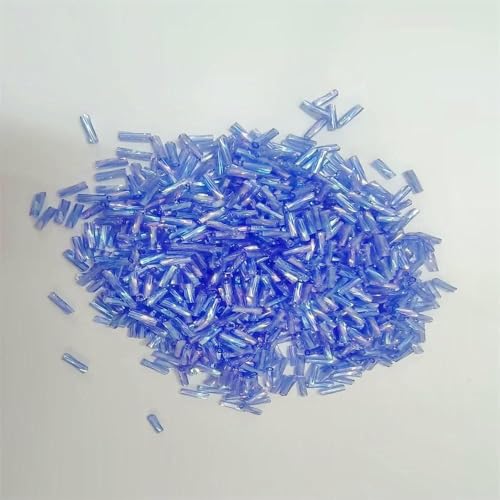 300 Stück 11/0 Röhrenperlen 2 x 6 mm, gedrehte Glasperlen, spiralförmige Rocailles-Perlen für DIY-Armbänder, Schmuck, Kleiderherstellung, Kleidungsstücke, Zubehör – Saphirblau von TBSKUY