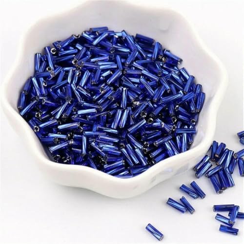 300 Stück 11/0 Röhrenperlen 2 x 6 mm Twist-Bugles-Glasperlen, spiralförmige Rocailles-Perlen für DIY-Armbänder, Schmuck, Kleiderherstellung, Kleidungsstücke, Zubehör – Königsbl von TBSKUY