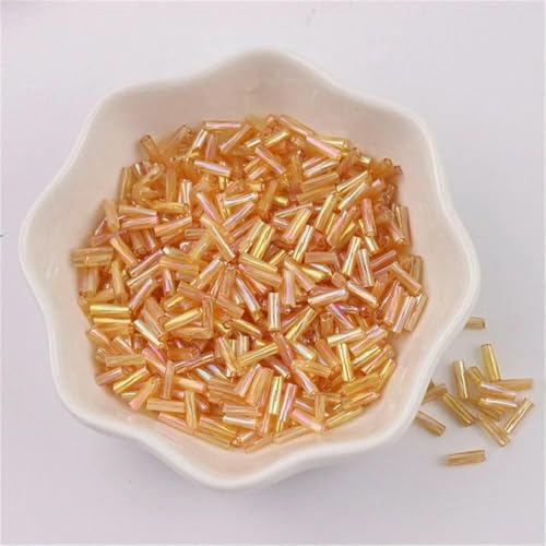 300 Stück 11/0 Röhrenperlen 2 x 6 mm Twist-Bugles Glasperlen Spiralförmige Rocailles für DIY-Armbänder, Schmuck, Kleiderherstellung, Kleidungsstücke, Zubehör-AB Golden16-2 x 6 m von TBSKUY