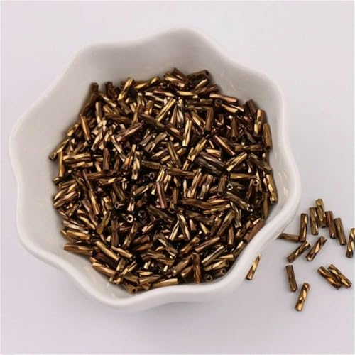 300 Stück 11/0 Röhrenperlen 2 x 6 mm Twist-Bugles Glasperlen Spiralförmige Rocailles für DIY-Armbänder, Schmuck, Kleiderherstellung, Kleidungsstücke, Zubehör-Bronze19-2 x 6 mm, von TBSKUY