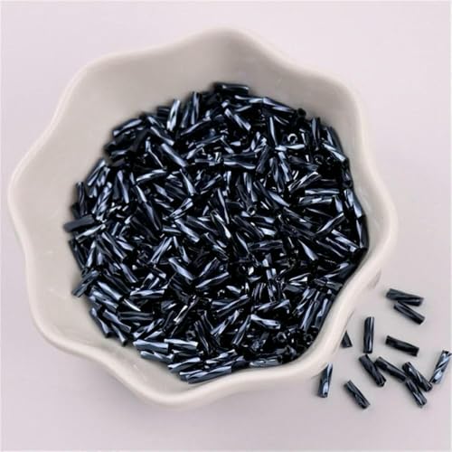300 Stück 11/0 Röhrenperlen 2 x 6 mm Twist-Bugles Glasperlen Spiralförmige Rocailles für DIY-Armbänder, Schmuck, Kleiderherstellung, Kleidungsstücke, Zubehör-Gun Gray21-2 x 6 mm von TBSKUY