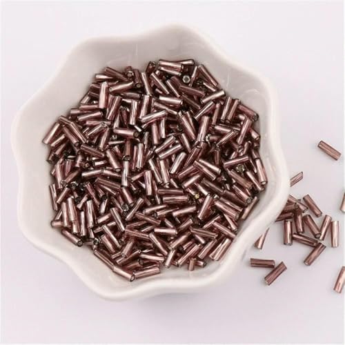 300 Stück 11/0 Röhrenperlen 2 x 6 mm Twist-Bugles Glasperlen Spiralförmige Rocailles für DIY-Armbänder, Schmuck, Kleiderherstellung, Kleidungsstücke, Zubehör – Korea Lila 22 – von TBSKUY