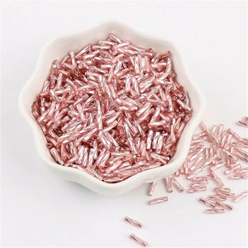 300 Stück 11/0 Röhrenperlen 2 x 6 mm Twist-Bugles Glasperlen Spiralförmige Rocailles für DIY-Armbänder, Schmuck, Kleiderherstellung, Kleidungsstücke, Zubehör-Lila Pink 11 – 2 x von TBSKUY