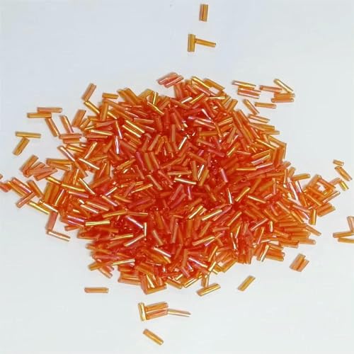 300 Stück 11/0 Röhrenperlen 2 x 6 mm Twist-Bugles Glasperlen Spiralförmige Rocailles für DIY-Armbänder, Schmuck, Kleiderherstellung, Kleidungsstücke, Zubehör-Orange AB43-2 x 6 mm 4 von TBSKUY