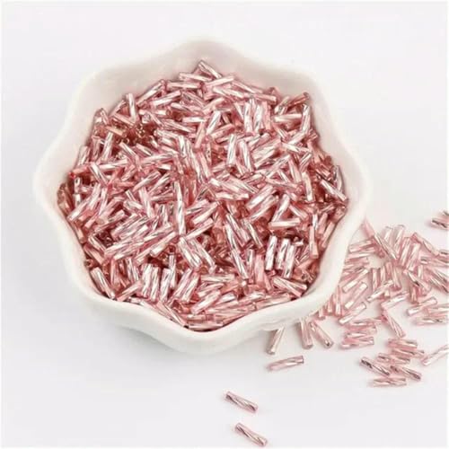 300 Stück 11/0 Röhrenperlen 2 x 6 mm Twist-Glasperlen, spiralförmige Rocailles-Perlen für DIY-Armbänder, Schmuck, Kleiderherstellung, Kleidungsstücke, Zubehör – Lila Pink 11 – 2 x 6 mm Twist, 3 von TBSKUY