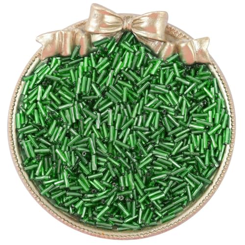 300 Stück 2 x 6 mm Glasperlen, Abstandshalter, lange Röhre, Leptospira-Perlen für die Schmuckherstellung, DIY, handgefertigtes Armband, Bekleidungszubehör, Peridot von TBSKUY