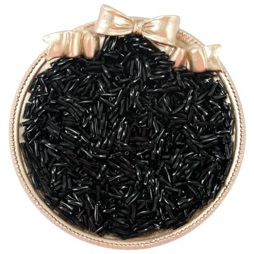 300 Stück 2 x 6 mm Glasperlen, Abstandshalter, lange Röhre, Leptospira-Perlen für die Schmuckherstellung, DIY, handgefertigtes Armband, Bekleidungszubehör, Schwarz von TBSKUY