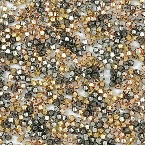 4,0 mm, 100–400 Stück, doppelkegelförmige, goldfarbene Acrylperlen, versilberte lose Perlen für die Herstellung von Schmuckarmbändern, DIY-Halskettenzubehör, gemischte Farben, 100 Stück Menge 4,0 mm, 100–400 Stück, doppelkegelförmige, goldfarbene Acrylperlen, versilberte lose Perlen für die Herstellung von Schmuckarmbändern, DIY-Halskettenzubehör, gemischte Farben, 100 Stück Menge von TBSKUY
