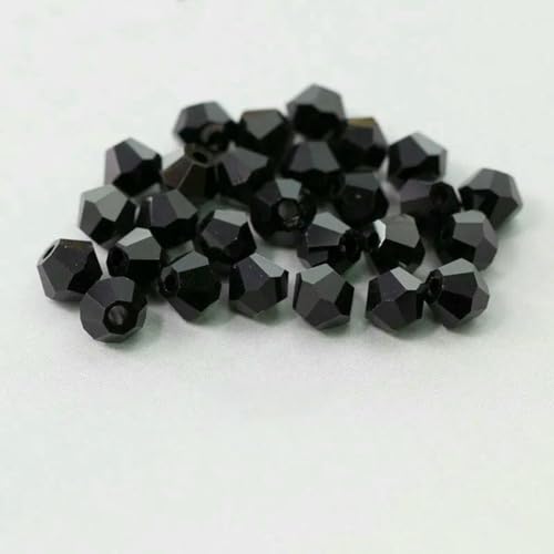 4,0 mm glänzende Kristallperlen, Doppelkegelperlen, Glasperlen, lose Abstandsperlen für Armbänder, DIY-Schmuckherstellung, 200 Stück, schwarz, 4,0 mm von TBSKUY