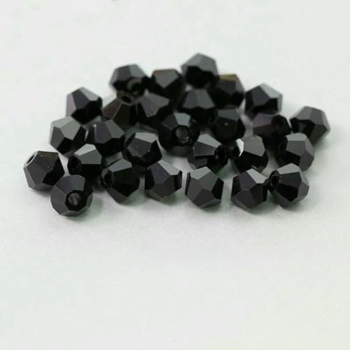 4,0 mm glänzende Kristallperlen, Doppelkegelperlen, Glasperlen, lose Abstandsperlen für Armbänder, DIY-Schmuckherstellung, 200 Stück, schwarz, 4,0 mm von TBSKUY