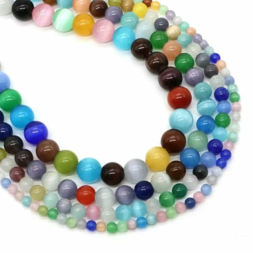 4/6/8/10 mm Tigerauge-Perlen, Naturstein, Heilkristall, Quarz, rund, lose Abstandsperlen für Schmuckherstellung, DIY-Armband, Halskette, Farbe: Katzenauge, 4,0 mm, 85–92 Stück von TBSKUY