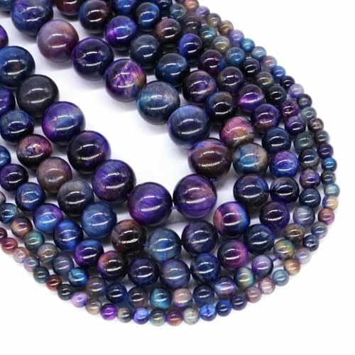 4/6/8/10 mm Tigerauge-Perlen, Naturstein, Heilkristall, Quarz, rund, lose Abstandsperlen für Schmuckherstellung, DIY-Armband, Halskette – Himmelfarben, Tigerauge, 6 mm, 56–65 Stück von TBSKUY