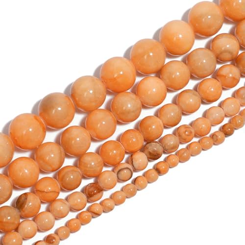 4–12 mm Naturstein-Jadeperlen, mehrfarbig, lose Abstandsperlen für Schmuckherstellung, Zubehör für DIY-Armbänder, 15 Zoll, Orange, 12 mm (ca. 28 Stück) von TBSKUY