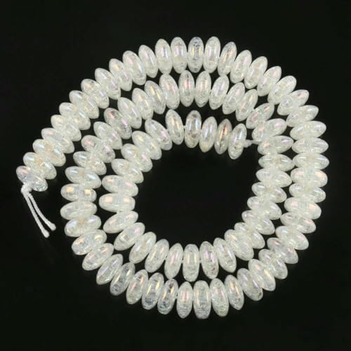 4 6 8 10 12 mm weiße, gesprungene Kristallperlen, runde, lose Abstandsperlen für die Schmuckherstellung, DIY-Armbandanhänger, Zubehör, 15 Zoll, AB-Rondelle, 10 mm (ca. 36 Stück) von TBSKUY
