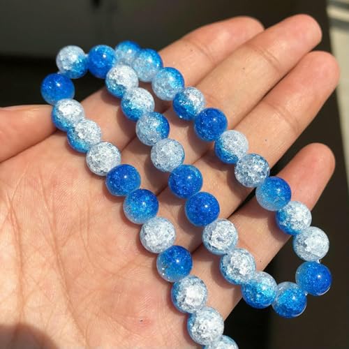 4 6 8 10 12 mm weiße, gesprungene Kristallperlen, runde, lose Abstandsperlen für die Schmuckherstellung, DIY-Armbandanhänger, Zubehör, 15 Zoll, Blau-Weiß, 8 mm (ca. 46 Stück) von TBSKUY