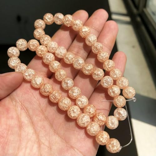 4 6 8 10 12 mm weiße, gesprungene Kristallperlen, runde, lose Abstandsperlen für die Schmuckherstellung, DIY-Armbandanhänger, Zubehör, 15 Zoll, Champagner, 8 mm (ca. 46 Stück) von TBSKUY
