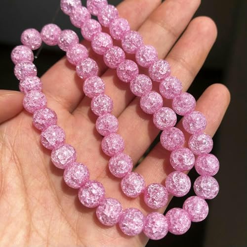 4 6 8 10 12 mm weiße, gesprungene Kristallperlen, runde, lose Abstandsperlen für die Schmuckherstellung, DIY-Armbandanhänger, Zubehör, 15 Zoll, Hellviolett, 8 mm (ca. 46 Stück) von TBSKUY